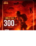 بطاقة شحن شدات ببجي 300+ Free 25 UC - $4.99