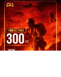 بطاقة شحن شدات ببجي 300+ Free 25 UC - $4.99