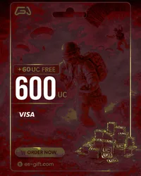 بطاقة شحن شدات ببجي 600+ Free 60 UC - $9.99