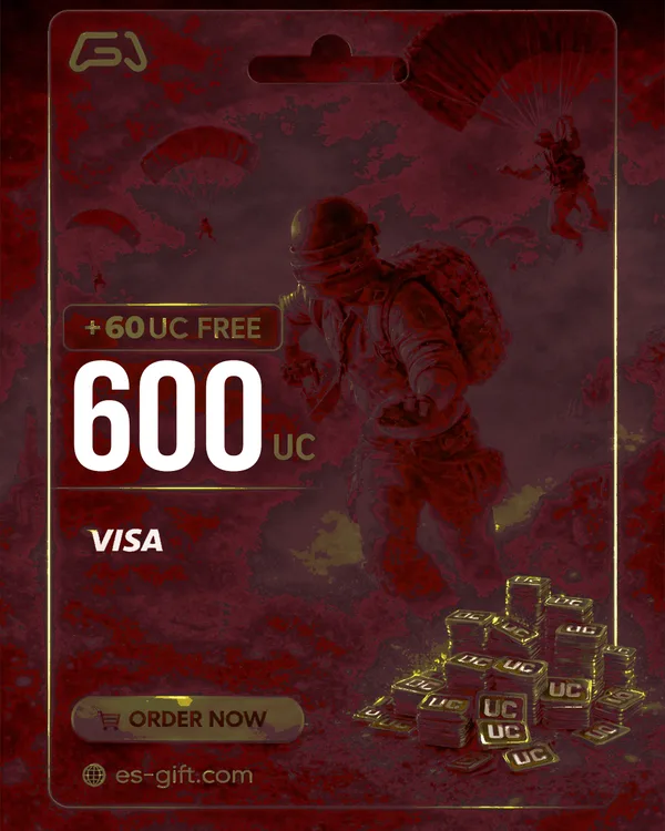 بطاقة شحن شدات ببجي 600+ Free 60 UC - $9.99