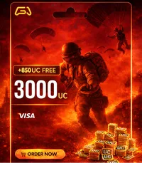 بطاقة شحن شدات ببجي 3000+ Free 850 UC - $49.99