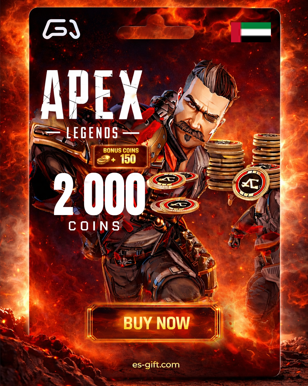 بطاقة أبيكس ليجندز - 2,000 كوينز + 150 بونس (المتجر اﻹماراتي)