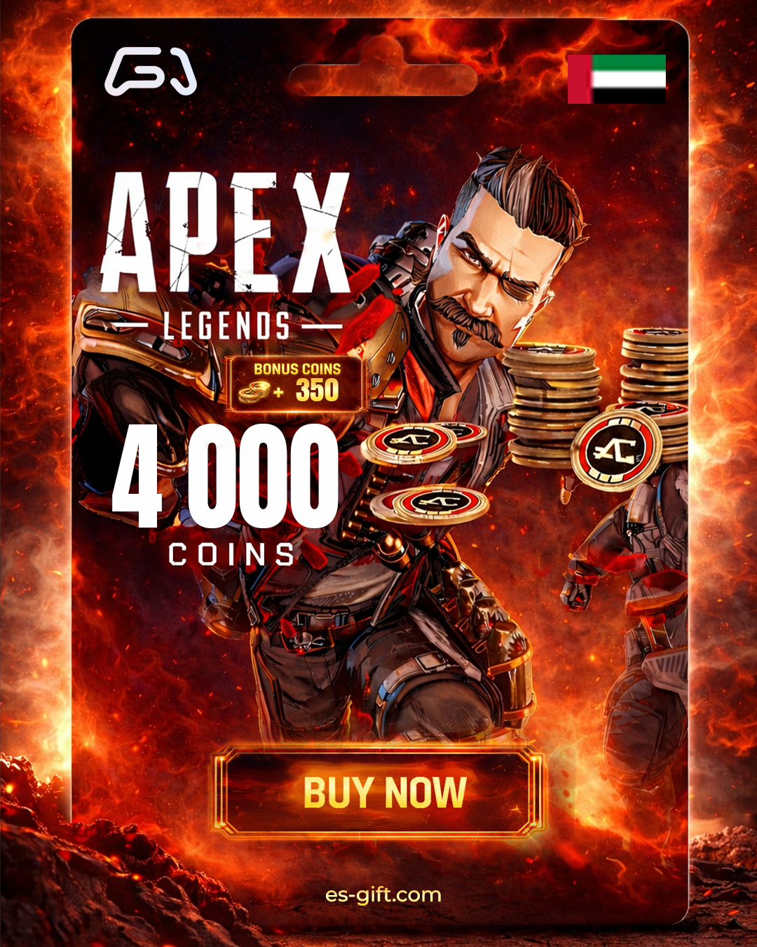 بطاقة أبيكس ليجندز - 4,000 كوينز + 350 بونس (المتجر اﻹماراتي)