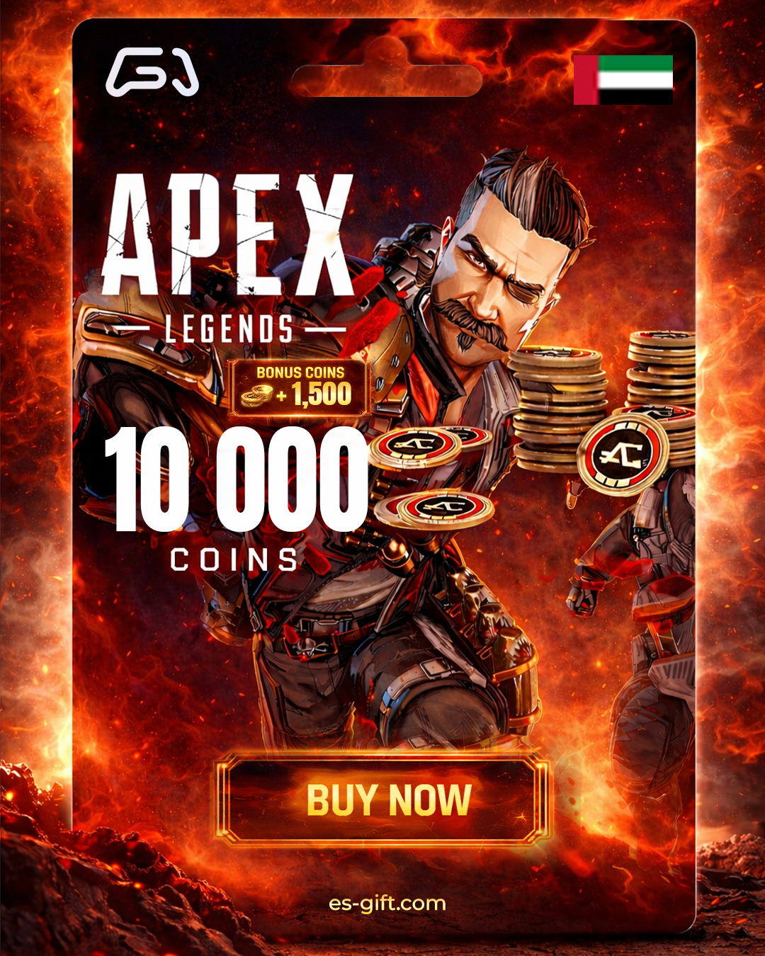 بطاقة أبيكس ليجندز - 10,000 كوينز + 1500 بونس (المتجر اﻹماراتي)