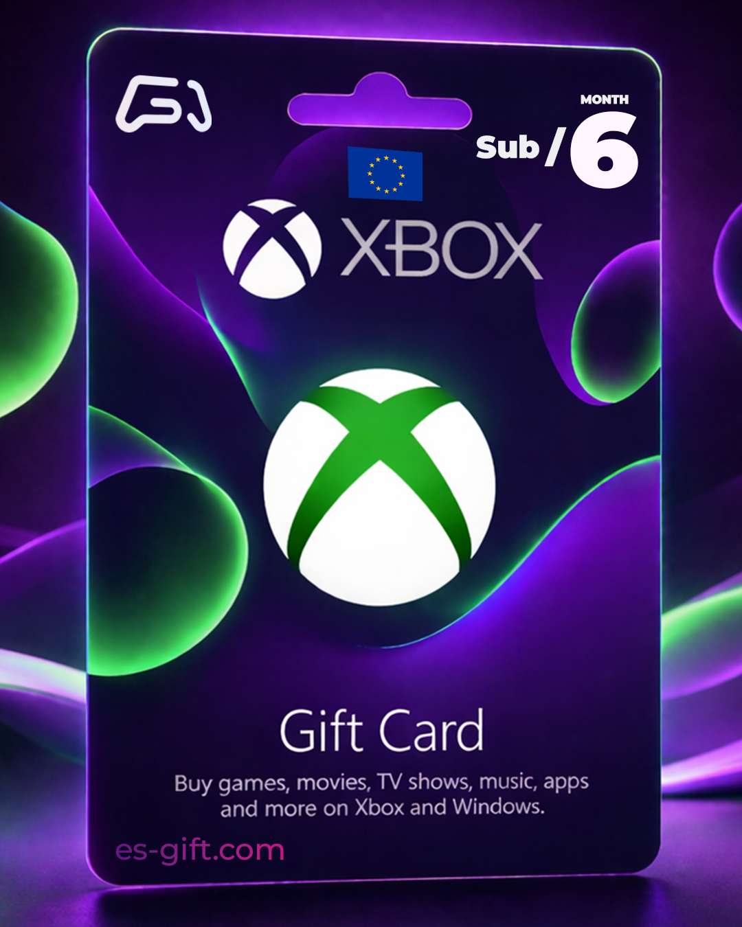بطاقة إكس بوكس لايف - إشتراك 6 شهور (المتجر الأوروبي تعمل داخل أوروبا فقط)