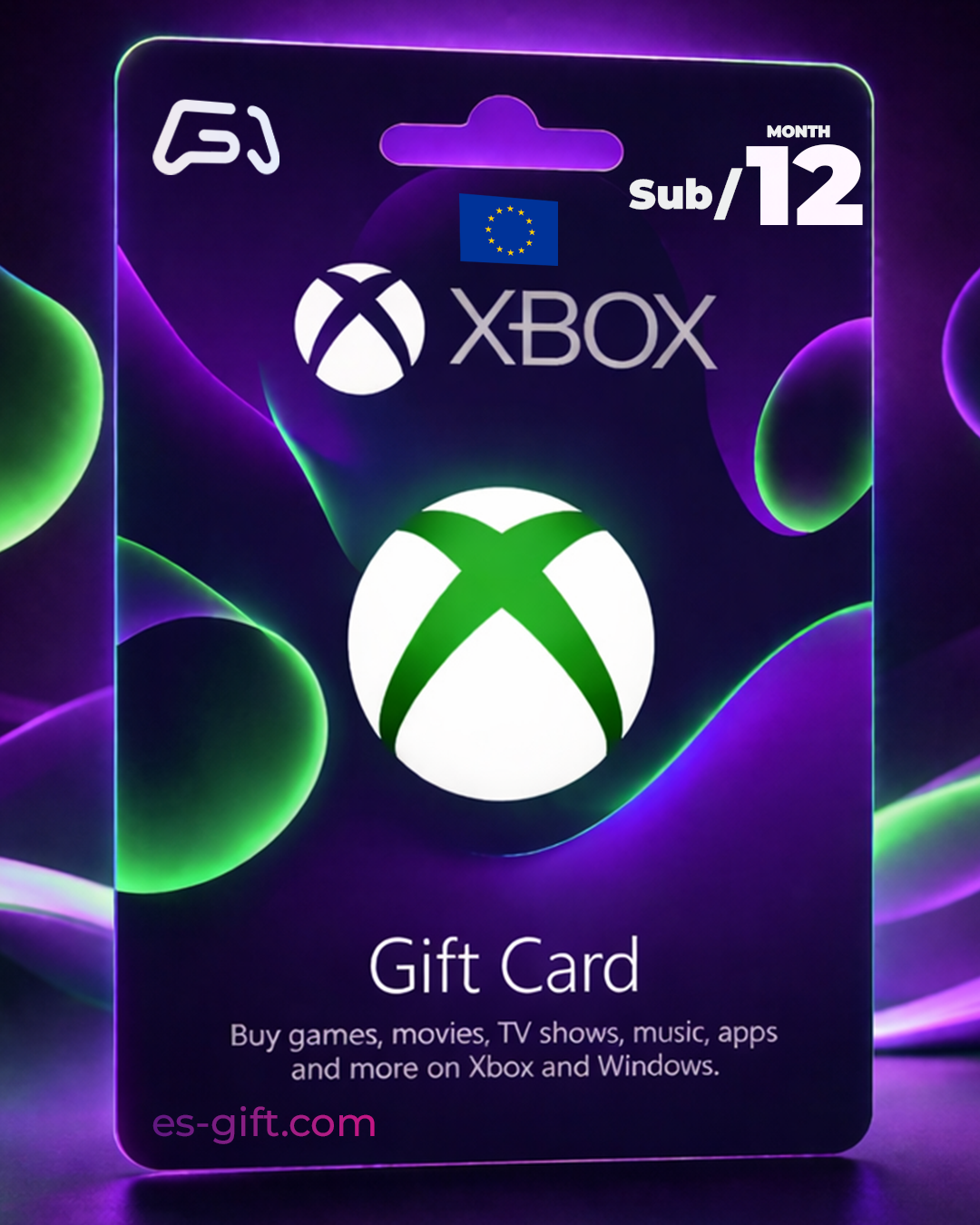 بطاقة إكس بوكس لايف - إشتراك 12 شهر (المتجر الأوروبي تعمل داخل أوروبا فقط)