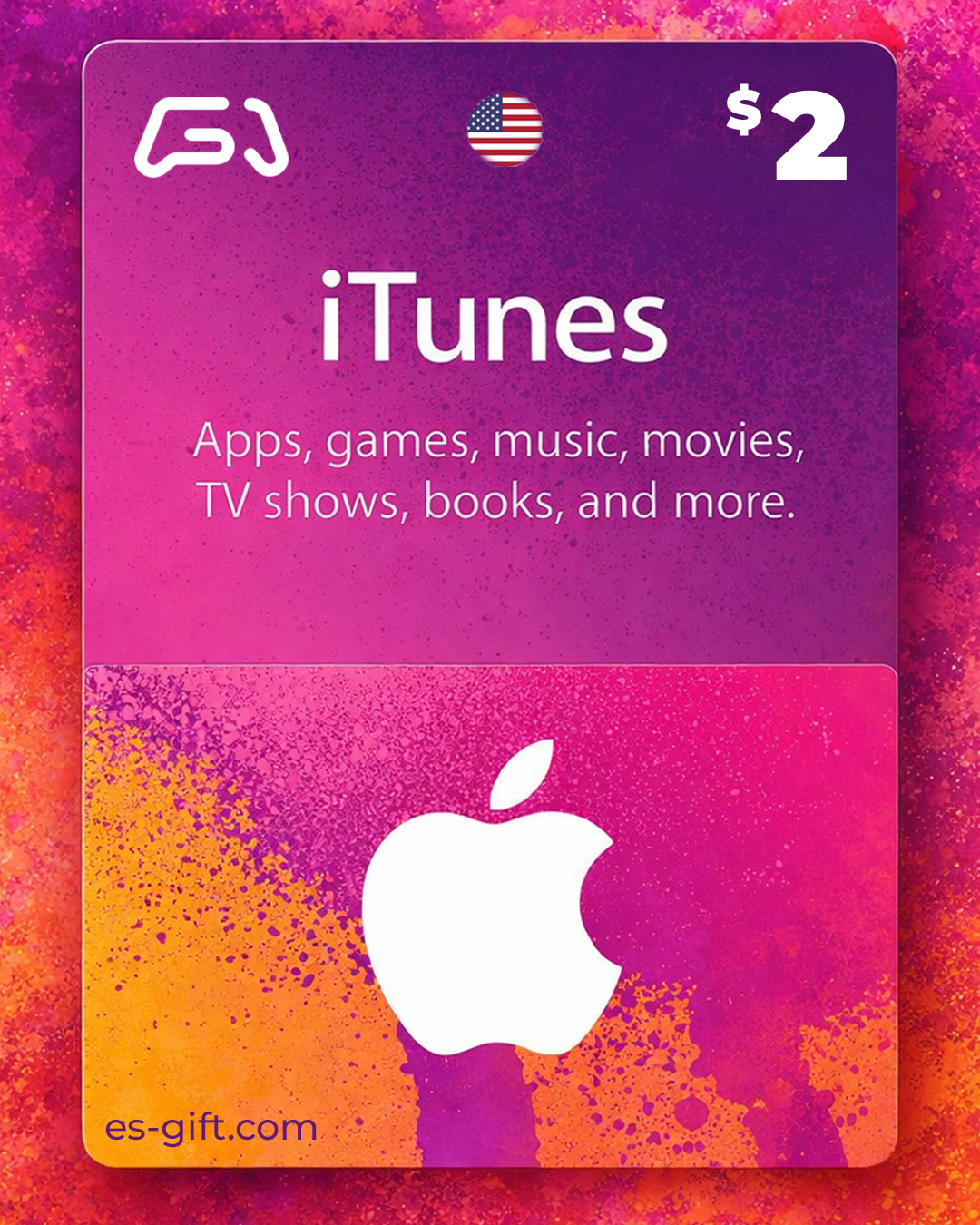 بطاقة ايتونز 2 دولار (المتجر الأمريكي)
