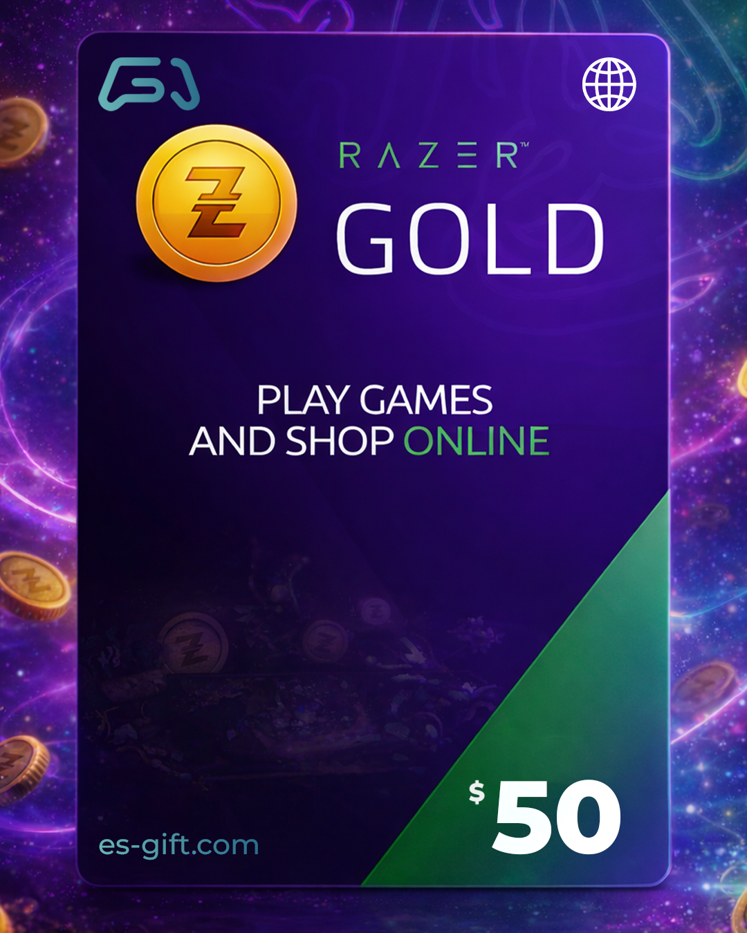 بطاقة ريزر جولد - 50 دولار (عالمي)