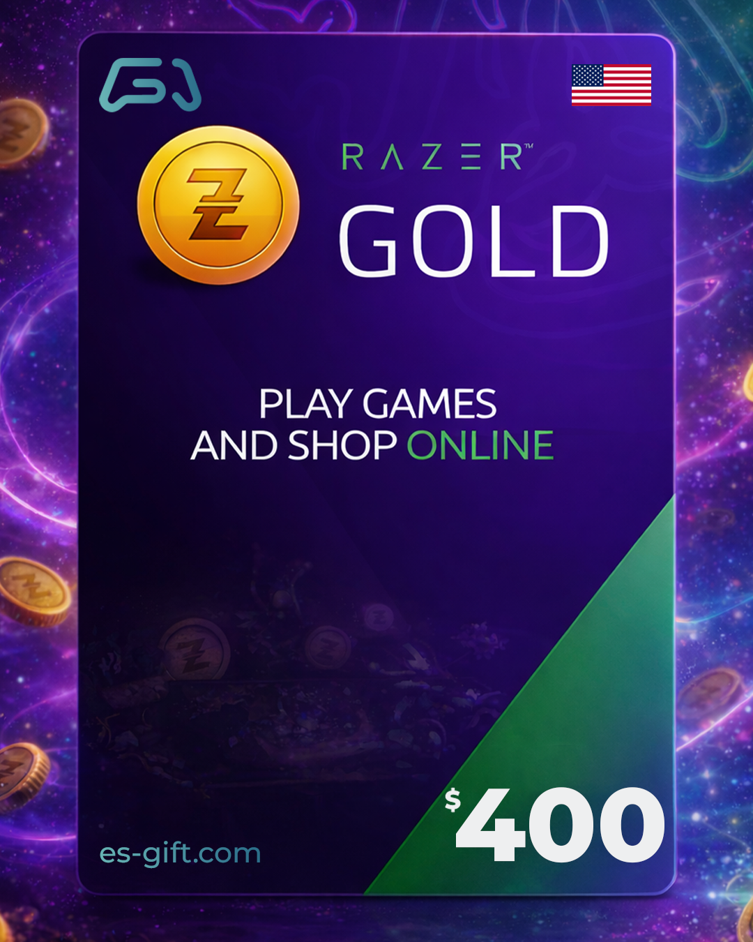 بطاقة ريزر جولد - 400 دولار (المتجر اﻷمريكي)