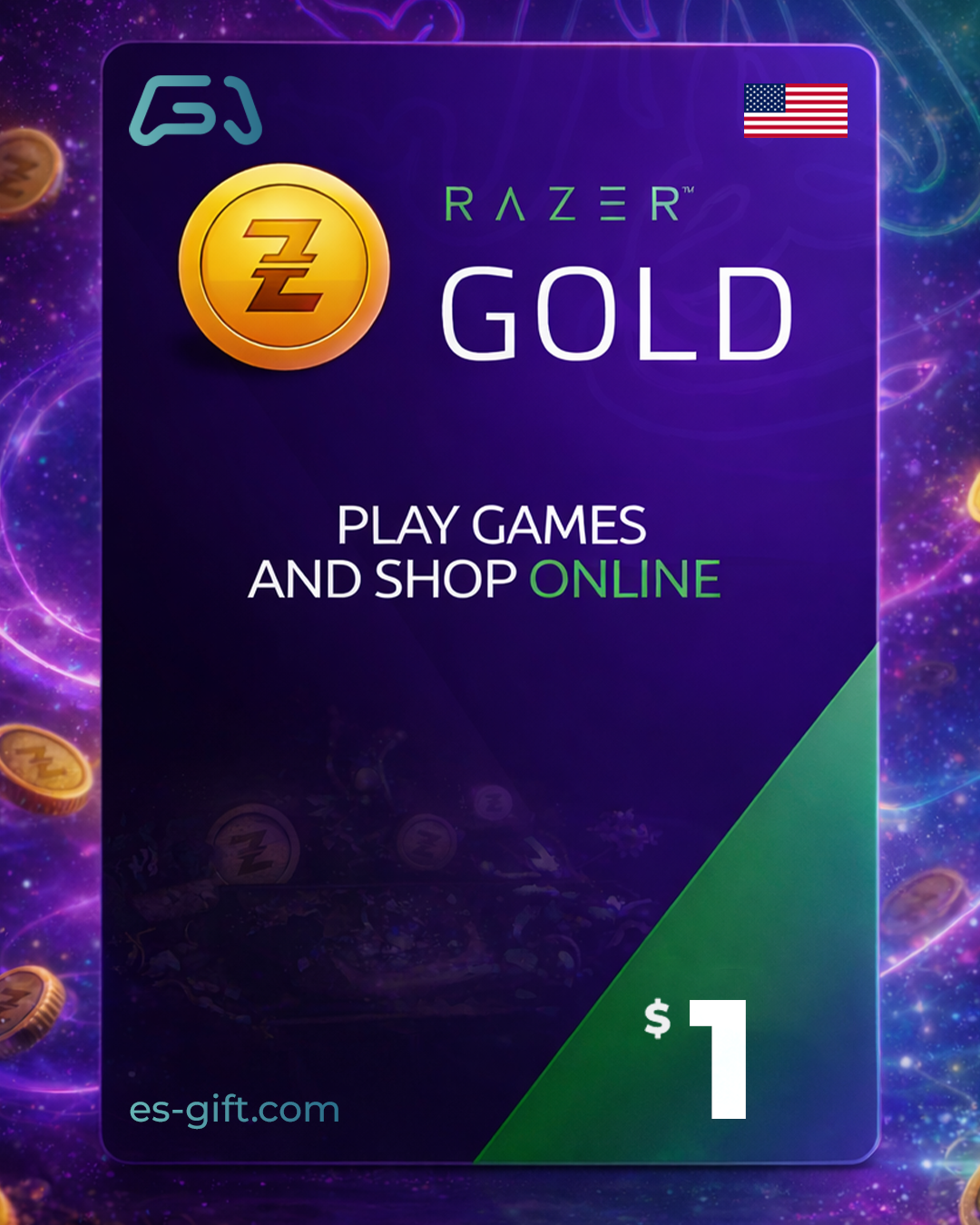 بطاقة ريزر جولد - 1 دولار (المتجر اﻷمريكي)