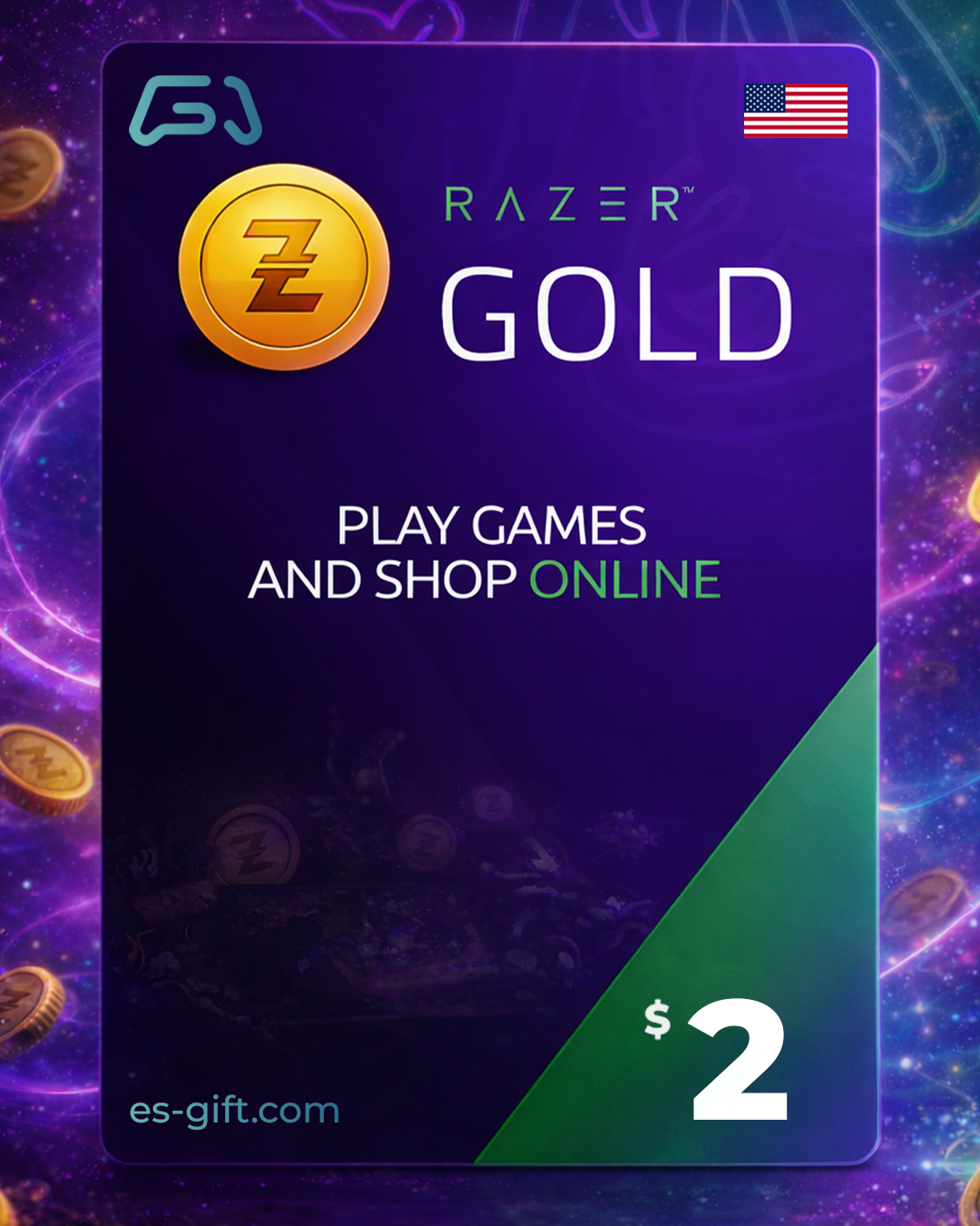 بطاقة ريزر جولد - 2 دولار (المتجر اﻷمريكي)